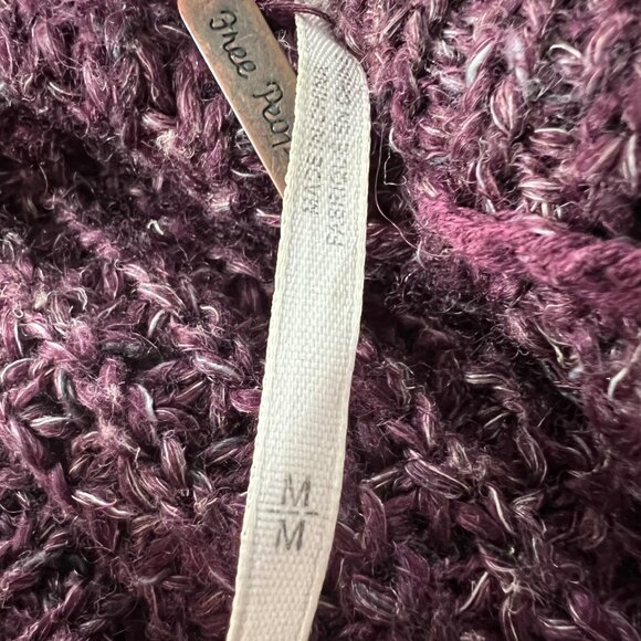 Free People Womens Dylan Tweedy Turtleneck Tunic Sweater Purple Oversized size M - Picture 13 of 16